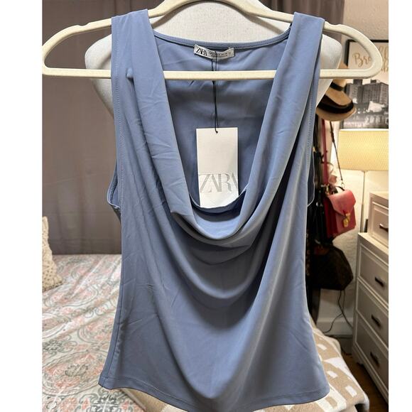 Nwt- Zara - DRAPED NECKLINE TOP-Small - Picture 4 of 5